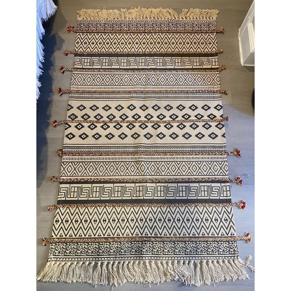 AM HOME TEXTILES Handcrafted Artisan Throw Rug Multi-Color Sz 27x42 Aztec Style